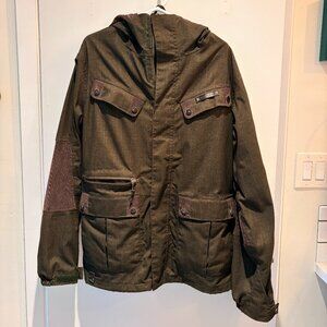 Ronin Coat Men's Medium Full Zip Hooded Green